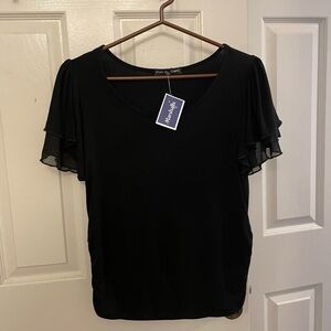 Kim & Cami black dressy top size S, short sleeve NWT